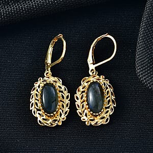 EverTrue Malagasy Labradorite 4.50 ctw Tropical Forest Earrings in 18K YG Plated
