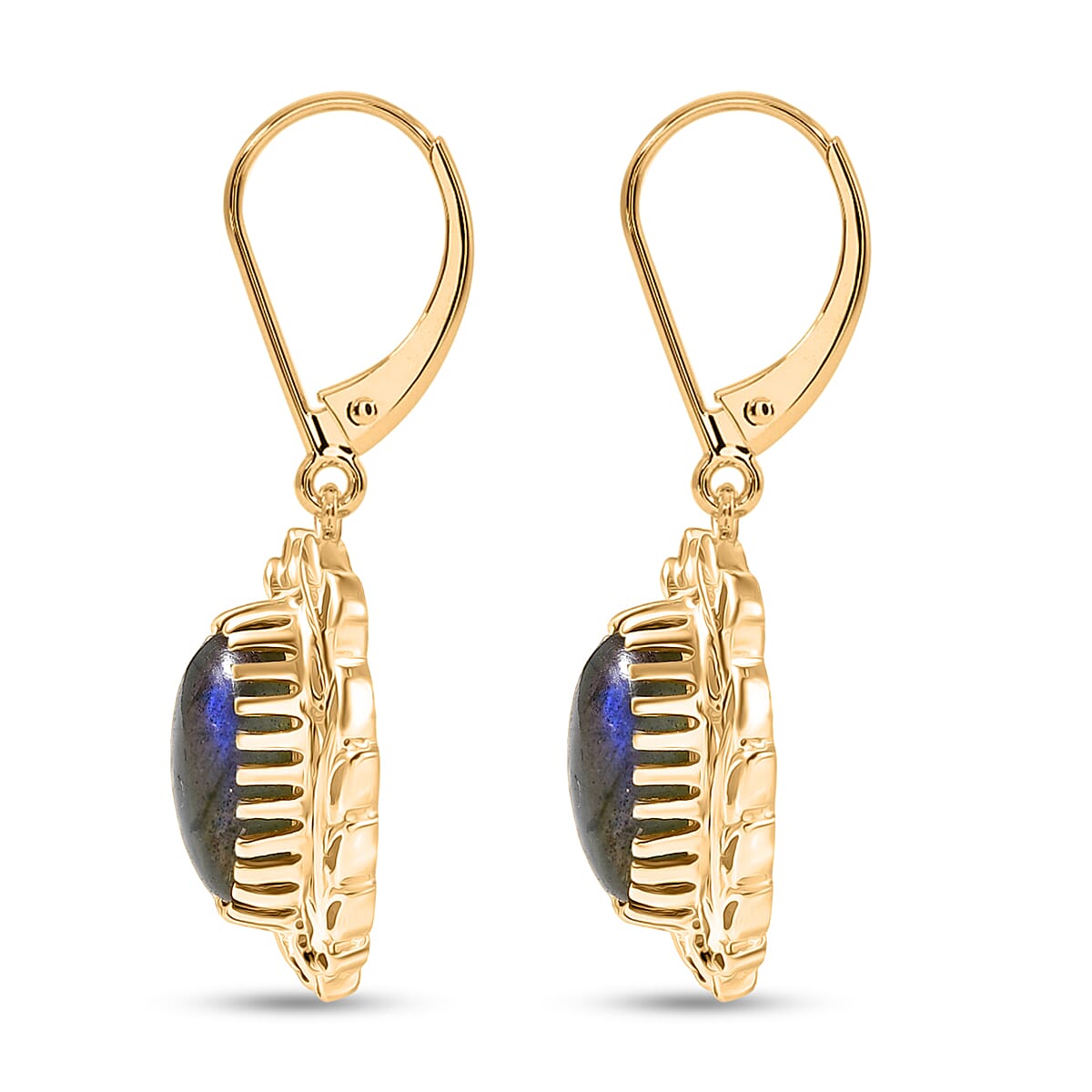 EverTrue Malagasy Labradorite 4.50 ctw Tropical Forest Earrings in 18K YG Plated image number 3