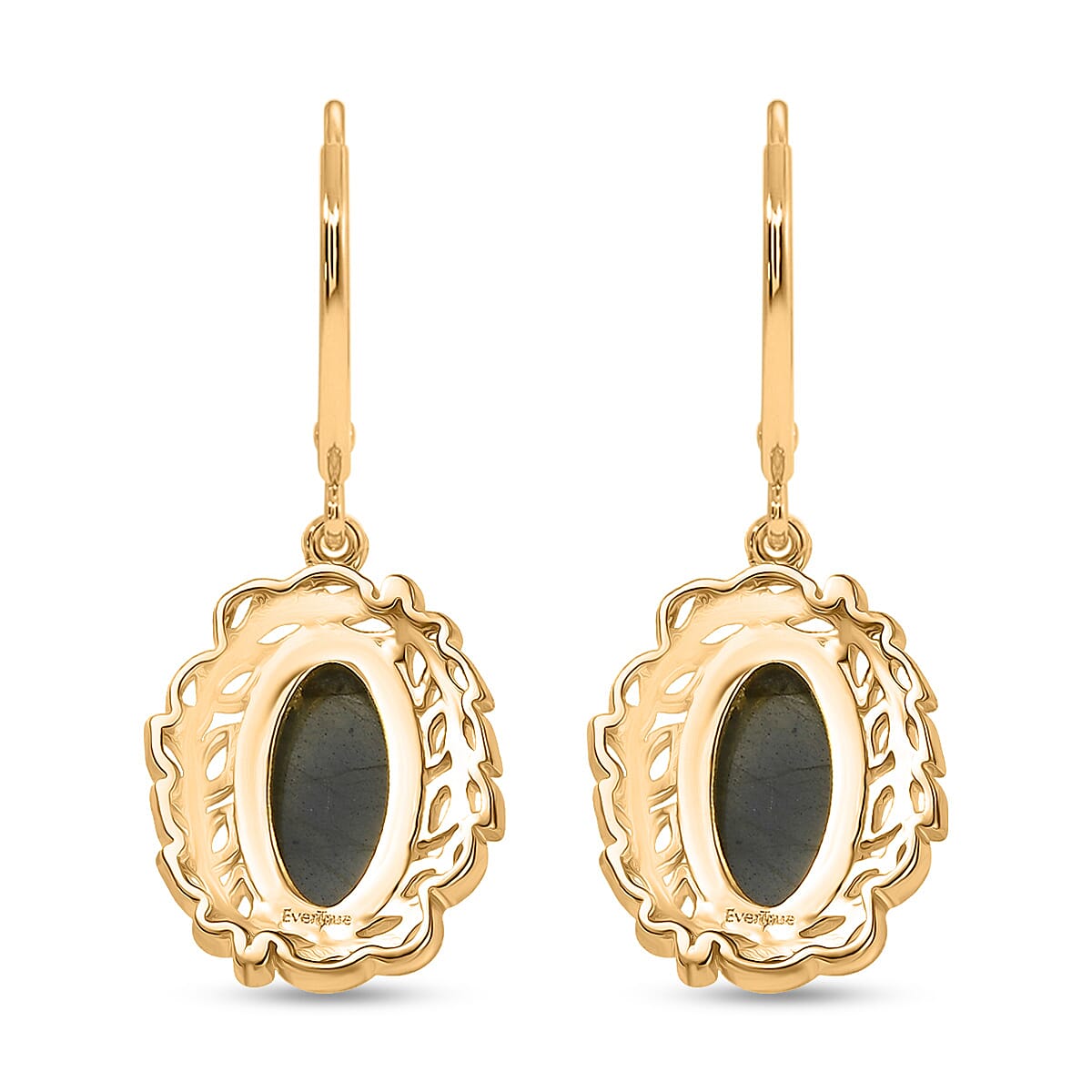 EverTrue Malagasy Labradorite 4.50 ctw Tropical Forest Earrings in 18K YG Plated