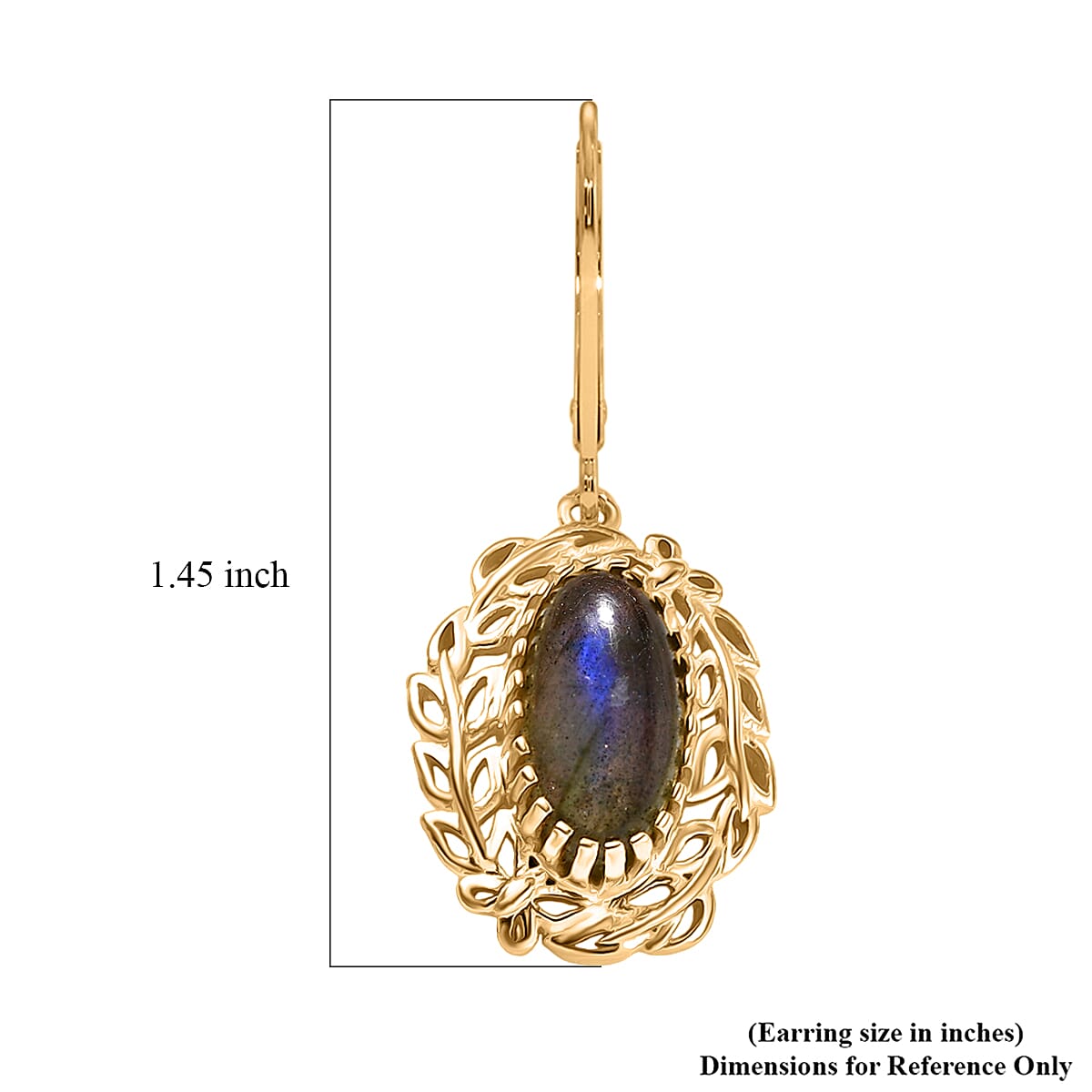 EverTrue Malagasy Labradorite 4.50 ctw Tropical Forest Earrings in 18K YG Plated