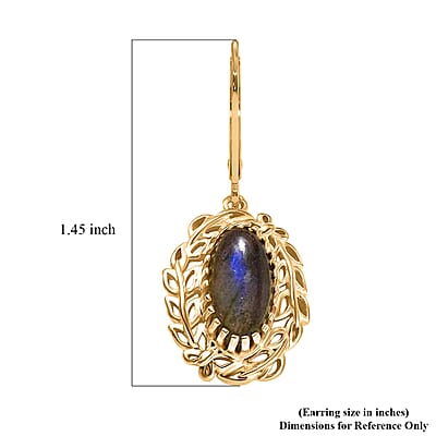 EverTrue Malagasy Labradorite 4.50 ctw Tropical Forest Earrings in 18K YG Plated