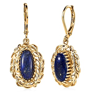 EverTrue Lapis Lazuli 5.35 ctw Tropical Forest Earrings in 18K YG Plated