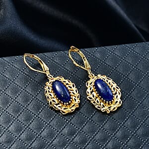 EverTrue Lapis Lazuli 5.35 ctw Tropical Forest Earrings in 18K YG Plated