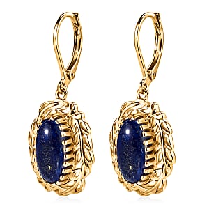 EverTrue Lapis Lazuli 5.35 ctw Tropical Forest Earrings in 18K YG Plated