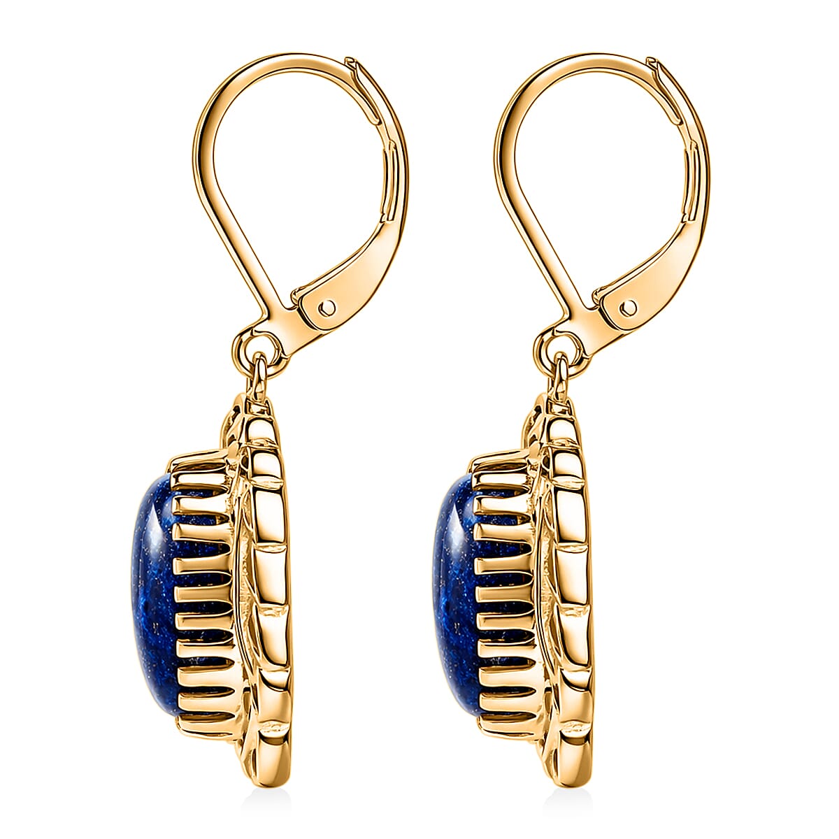 EverTrue Lapis Lazuli 5.35 ctw Tropical Forest Earrings in 18K YG Plated image number 4