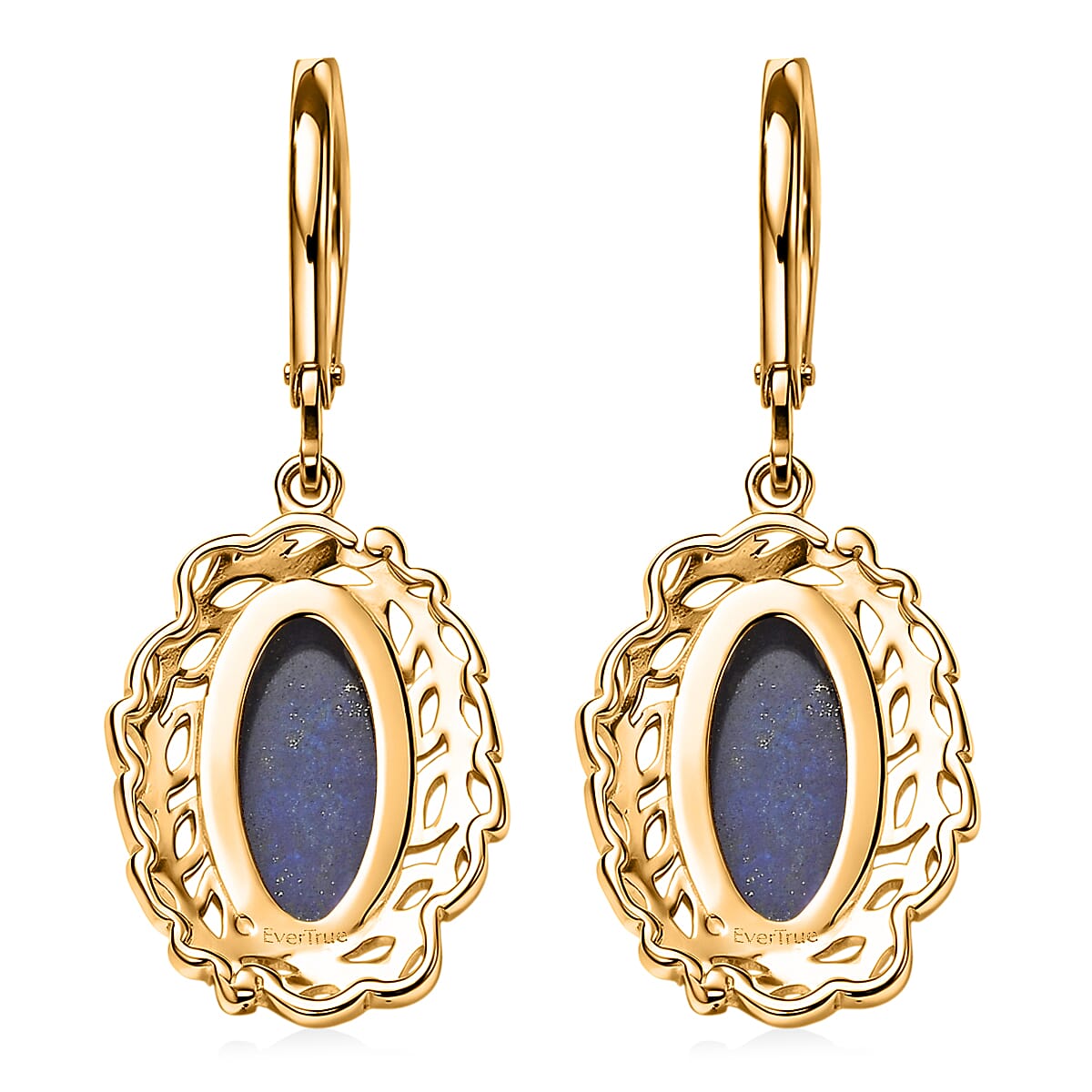 EverTrue Lapis Lazuli 5.35 ctw Tropical Forest Earrings in 18K YG Plated image number 5