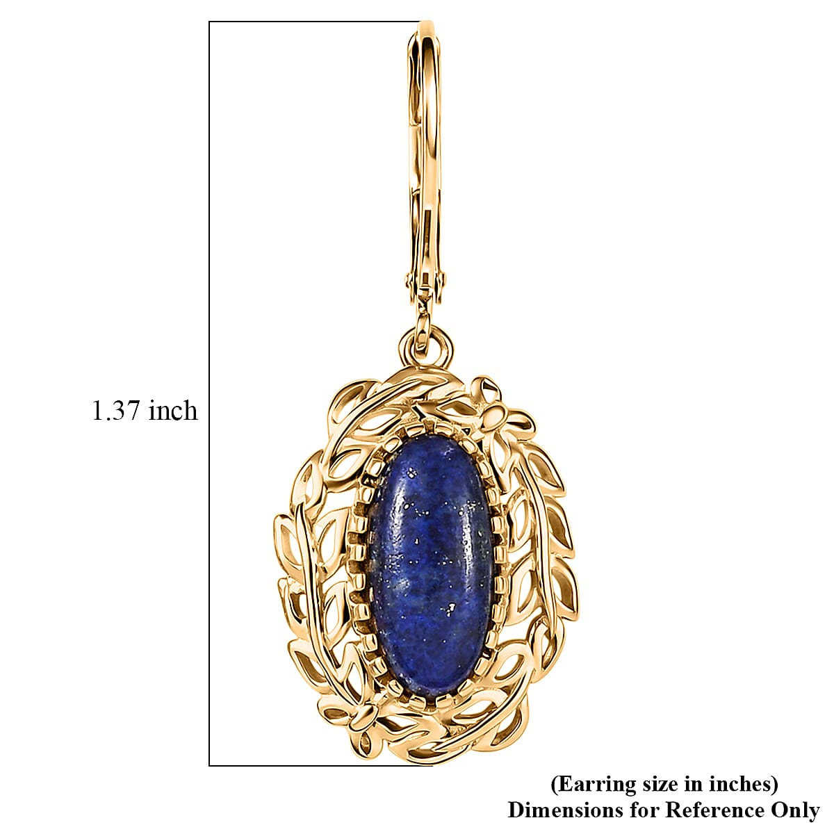 EverTrue Lapis Lazuli 5.35 ctw Tropical Forest Earrings in 18K YG Plated image number 6