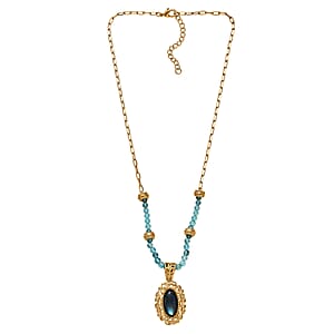 EverTrue Malagasy Labradorite and Apatite 22.00 ctw Tropical Forest Necklace in 18K YG Plated 18 Inches 