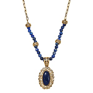 EverTrue Lapis Lazuli 23.40 ctw Tropical Forest Necklace in 18K YG Plated 18-20 Inches 
