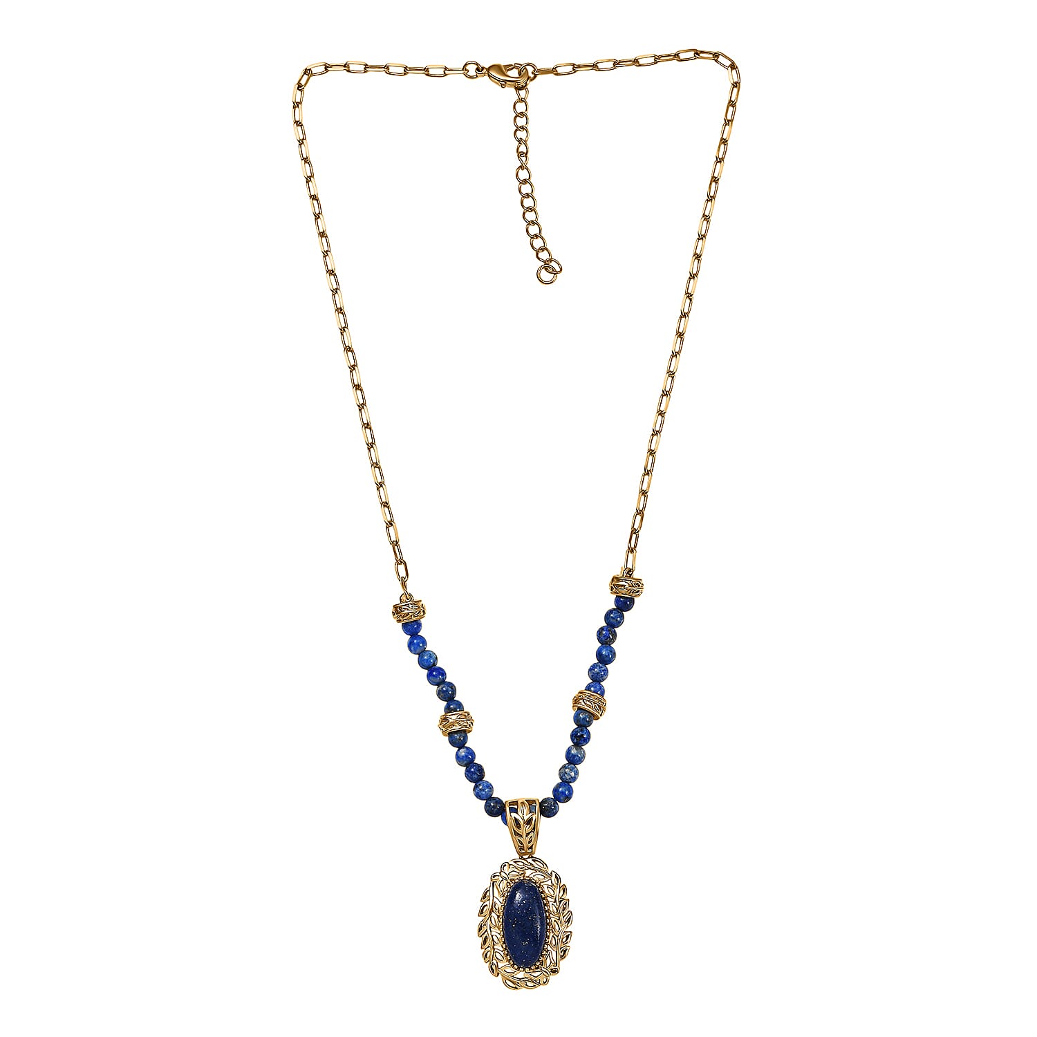 EverTrue Lapis Lazuli 23.40 ctw Tropical Forest Necklace in 18K YG Plated 18-20 Inches