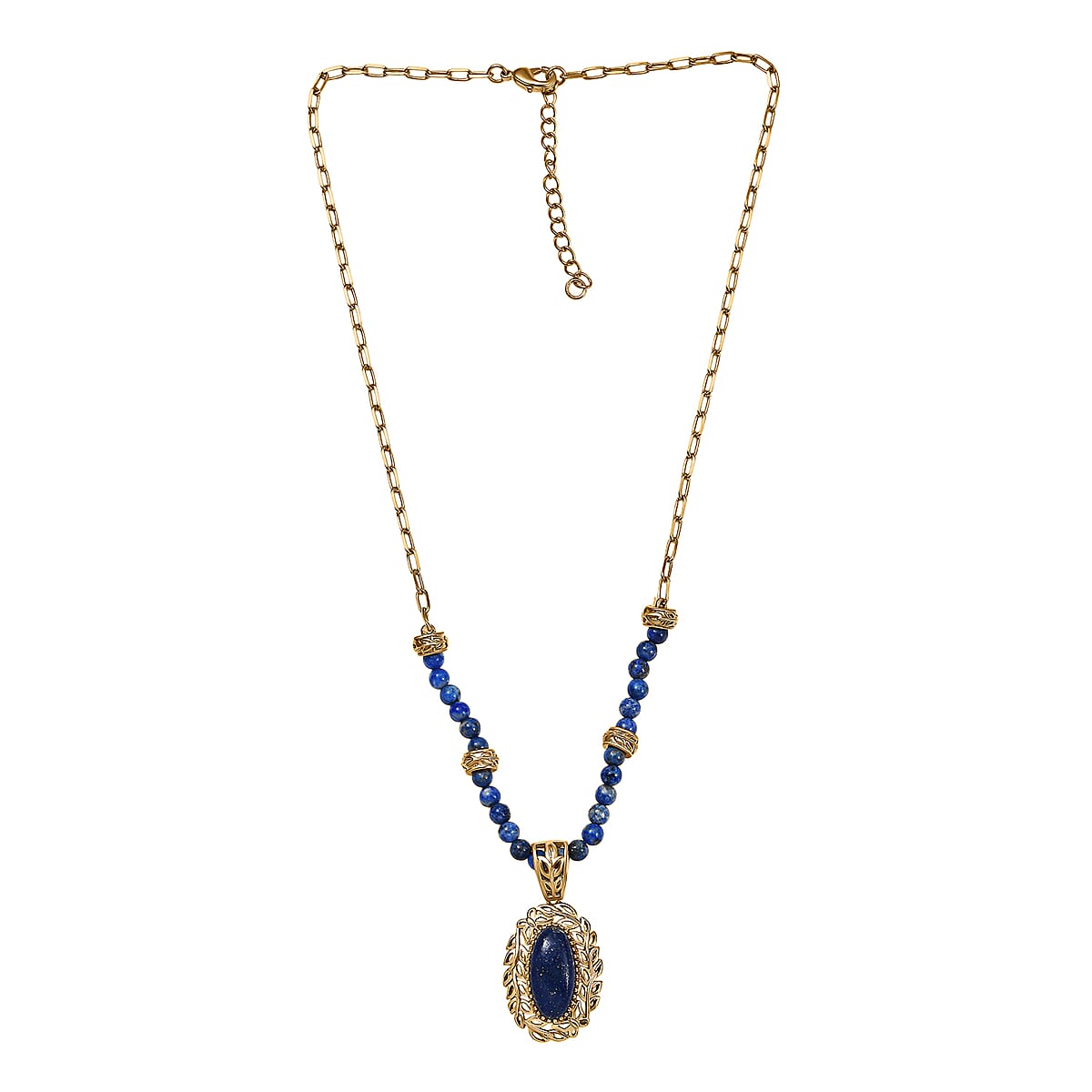 EverTrue Lapis Lazuli 23.40 ctw Tropical Forest Necklace in 18K YG Plated 18-20 Inches  image number 3