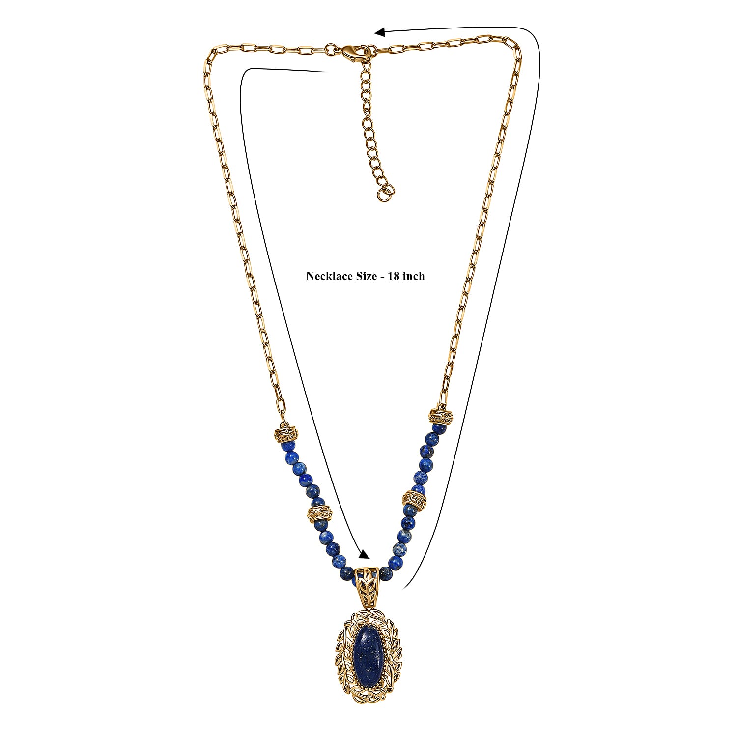 EverTrue Lapis Lazuli 23.40 ctw Tropical Forest Necklace in 18K YG Plated 18-20 Inches