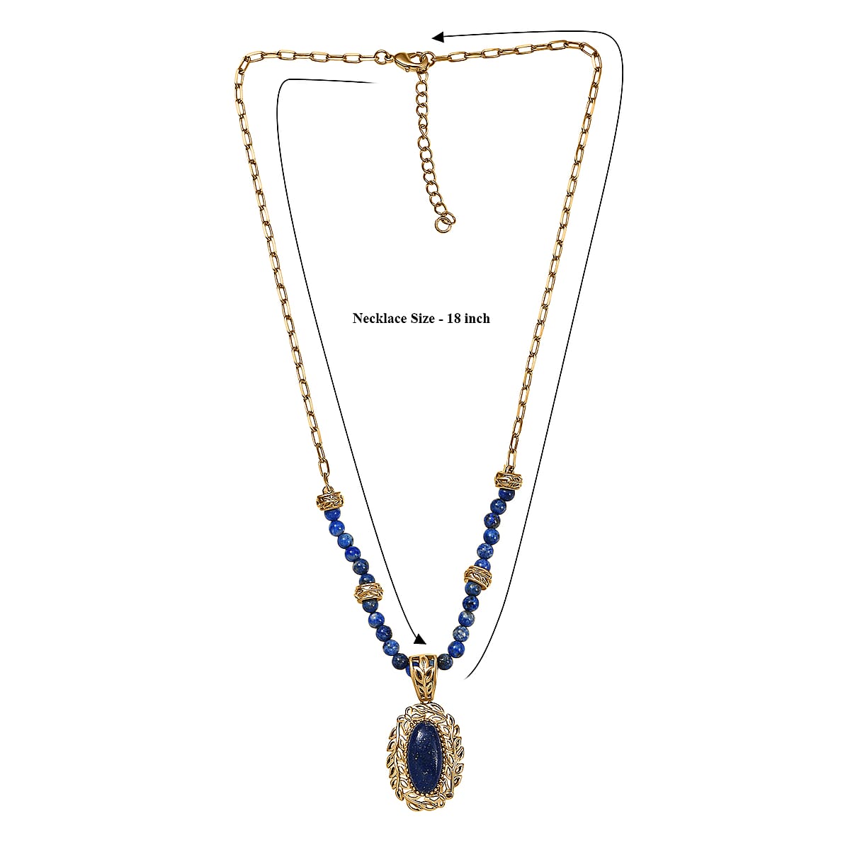 EverTrue Lapis Lazuli 23.40 ctw Tropical Forest Necklace in 18K YG Plated 18-20 Inches  image number 5