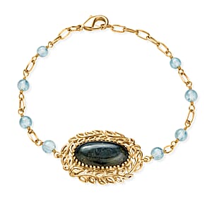 EverTrue Malagasy Labradorite and Apatite 9.30 ctw Tropical Forest Bracelet in 18K YG Plated (7.25 In)