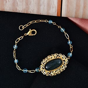 EverTrue Malagasy Labradorite and Apatite 9.30 ctw Tropical Forest Bracelet in 18K YG Plated (7.25 In)