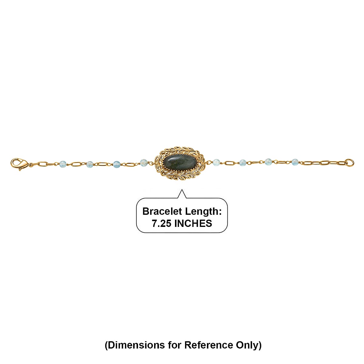 EverTrue Malagasy Labradorite and Apatite 9.30 ctw Tropical Forest Bracelet in 18K YG Plated (7.25 In) image number 4