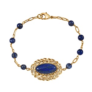 EverTrue Lapis Lazuli 17.25 ctw Tropical Forest Bracelet in 18K YG Plated (7.25 In)