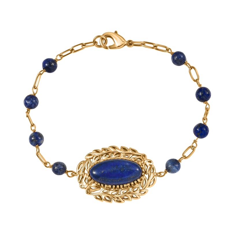 EverTrue Lapis Lazuli 17.25 ctw Tropical Forest Bracelet in 18K YG Plated (7.25 In)