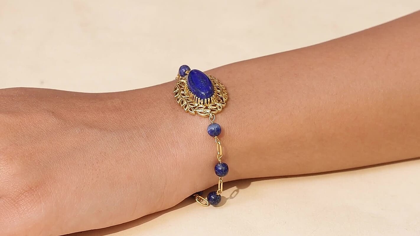 EverTrue African Malachite Bracelet in 18K YG Plated (7.25 In)