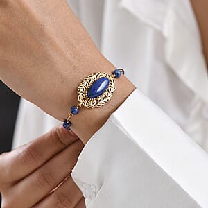 EverTrue Lapis Lazuli 17.25 ctw Tropical Forest Bracelet in 18K YG Plated (7.25 In)