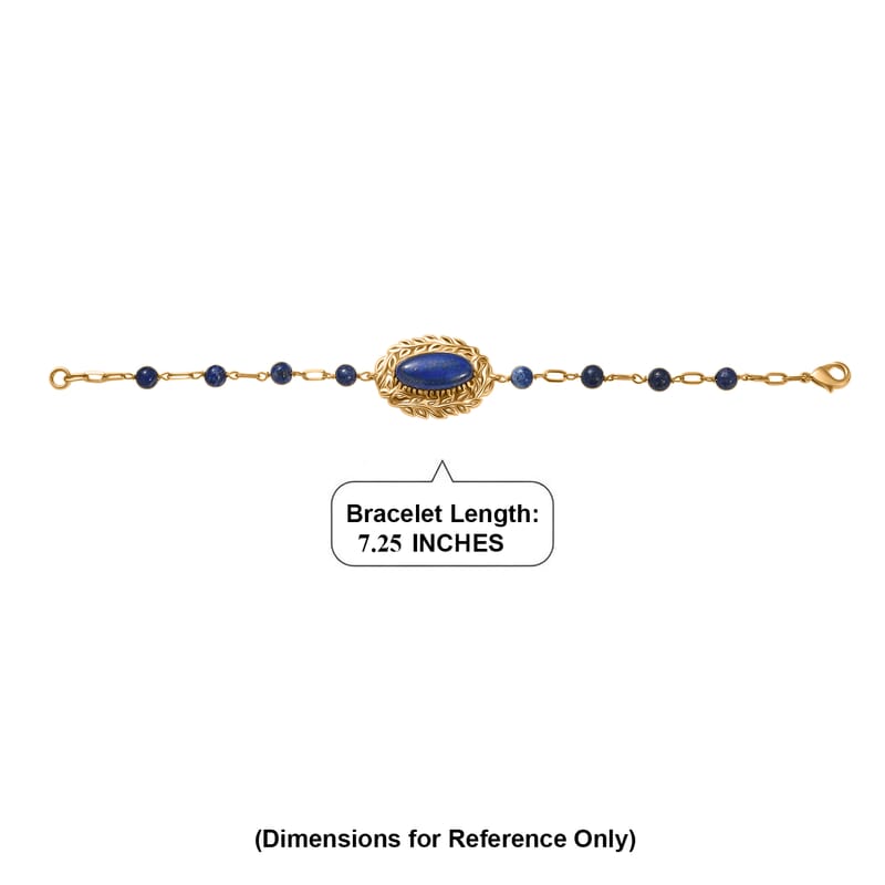 EverTrue Lapis Lazuli 17.25 ctw Tropical Forest Bracelet in 18K YG Plated (7.25 In)