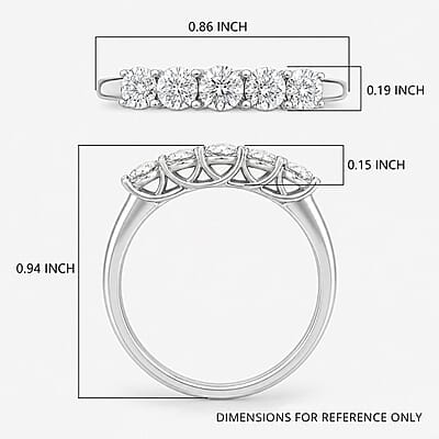 Luxuriant Lab Grown Diamond E-F VS 1.30 ctw Classic Band Ring in 950 Palladium (Size 10.0)