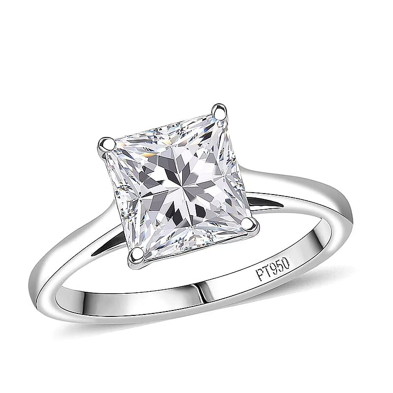 IGI Certified Luxuriant Princess Cut Lab Grown Diamond Solitaire Ring in 950 Palladium 3.00 ctw (Size 6.0)
