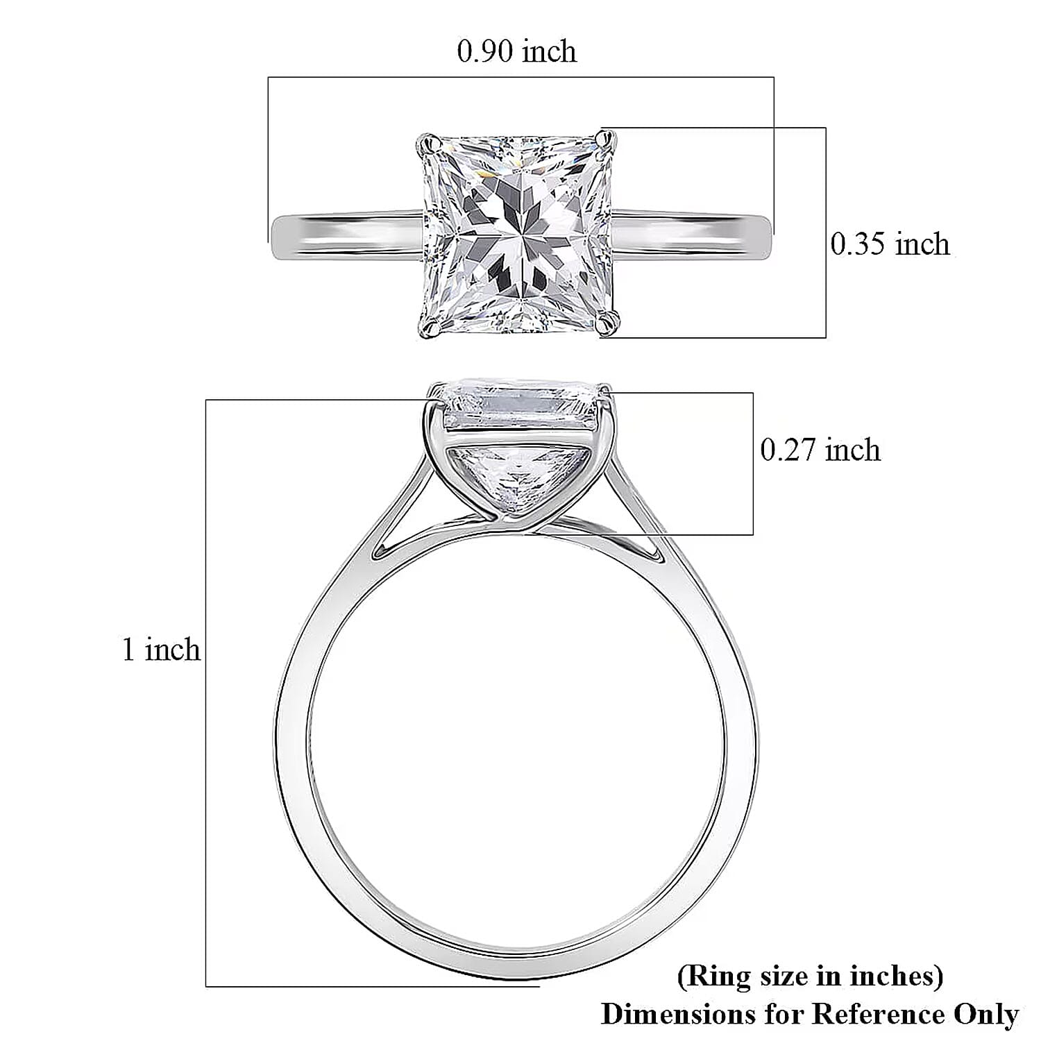 IGI Certified Luxuriant Princess Cut Lab Grown Diamond Solitaire Ring in 950 Palladium 3.00 ctw (Size 6.0)