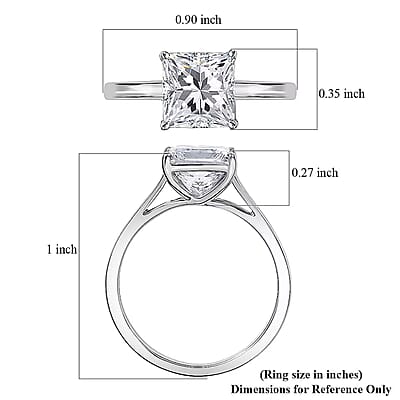 IGI Certified Luxuriant Princess Cut Lab Grown Diamond Solitaire Ring in 950 Palladium 3.00 ctw (Size 6.0)
