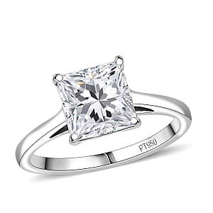Luxuriant Princess Cut Lab Grown Diamond Solitaire Ring in 950 Palladium 3.00 ctw (Size 8.0)