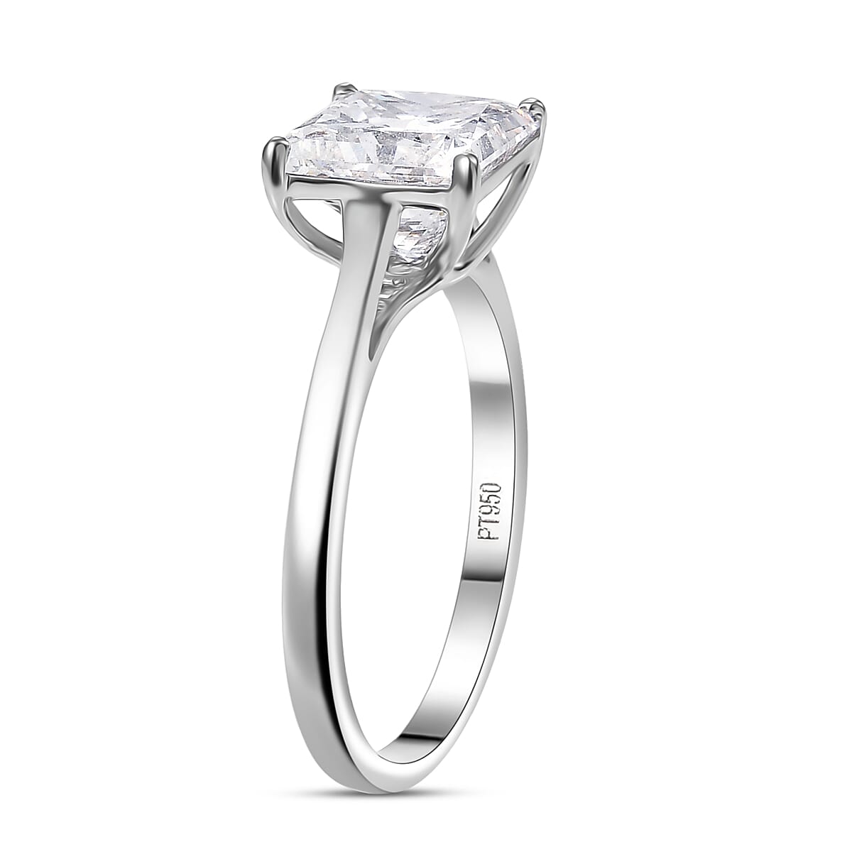 Luxuriant Princess Cut Lab Grown Diamond Solitaire Ring in 950 Palladium 3.00 ctw (Size 8.0) image number 3