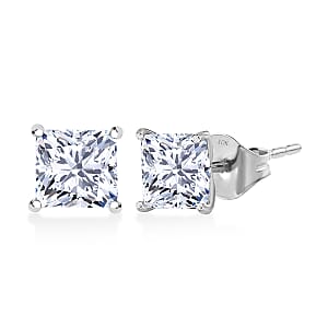 IGI Certified Princess Cut Luxuriant Lab Grown Diamond E-F VS 3.00 ctw Earrings in 950 Palladium with 10K White Gold Push Post (Del. in 10-12 Days) 