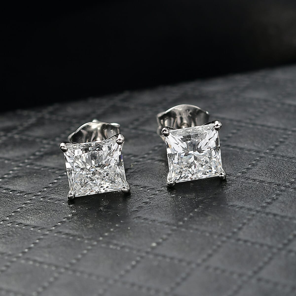 IGI Certified Princess Cut Luxuriant Lab Grown Diamond Earrings in 950 Platinum with 10K WG Push Post 3.00 ctw (Del. in 10-12 Days) image number 1