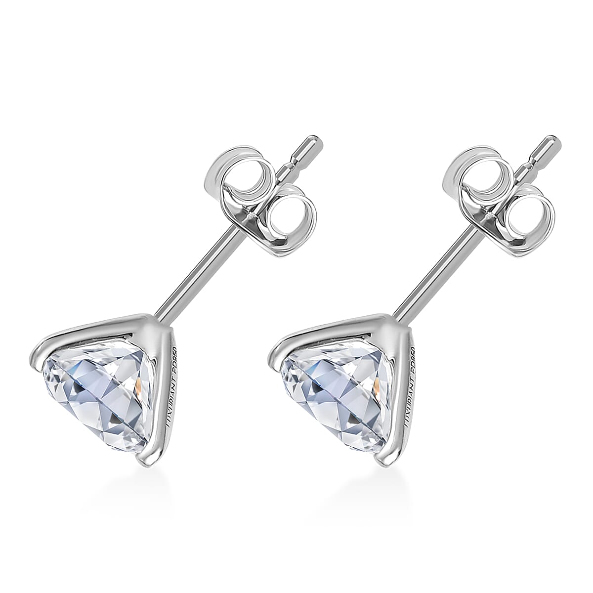 IGI Certified Princess Cut Luxuriant Lab Grown Diamond Earrings in 950 Platinum with 10K WG Push Post 3.00 ctw (Del. in 10-12 Days) image number 3
