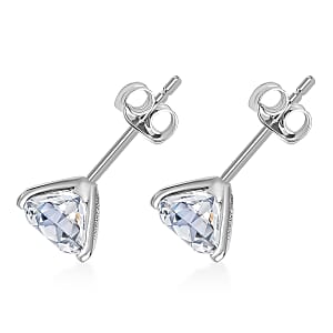 IGI Certified Princess Cut Luxuriant Lab Grown Diamond Earrings in 950 Platinum with 10K WG Push Post 3.00 ctw