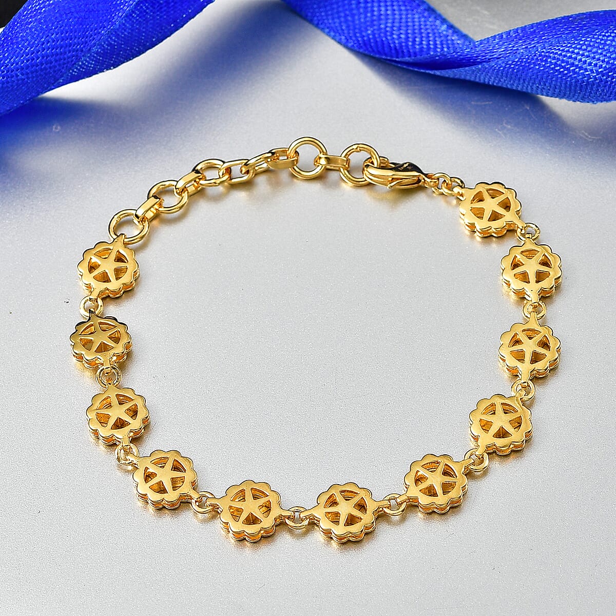 EverTrue Bronzella Collection Medallion Bloom Bracelet in 18K YG Plated Bronze (6.50-8.0In) image number 1