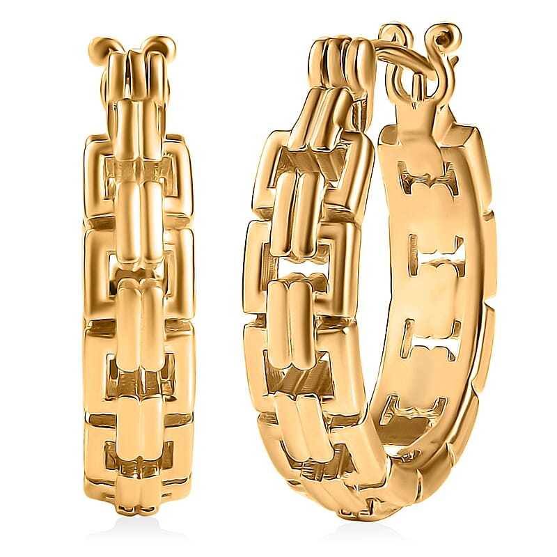 EverTrue Bronzella Collection Link Hoop Earring in 18K Yellow Gold Plated Bronze