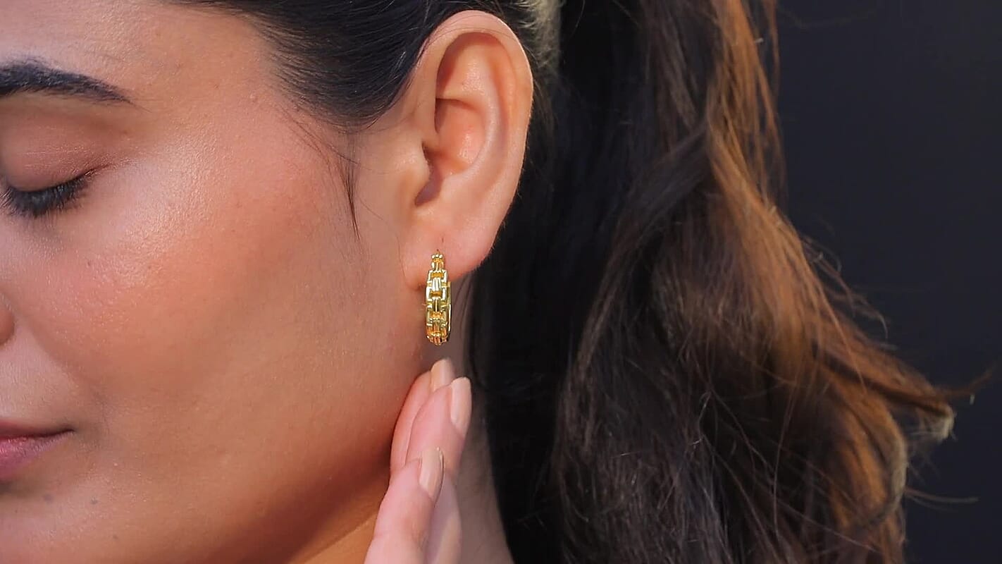 EverTrue Bronzella Collection Link Hoop Earring in 18K Yellow Gold Plated Bronze