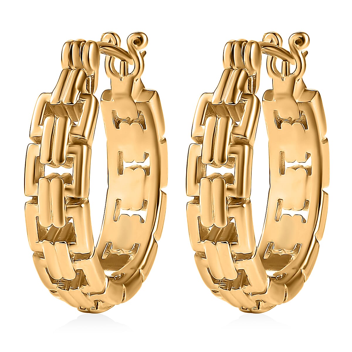 EverTrue Bronzella Collection Link Hoop Earrings in 18K YG Plated Bronze image number 3