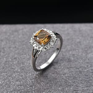 D'Joy Marialite, Moissanite Art Deco Ring in Rhodium Over Sterling Silver 1.75 ctw (Size 10.0)