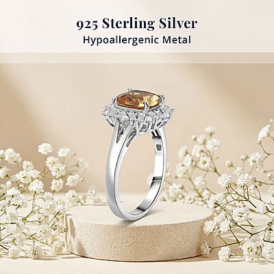 D'Joy Marialite, Moissanite Art Deco Ring in Rhodium Over Sterling Silver 1.75 ctw (Size 10.0)