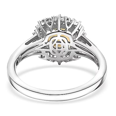 D'Joy Marialite, Moissanite Art Deco Ring in Rhodium Over Sterling Silver 1.75 ctw (Size 10.0)