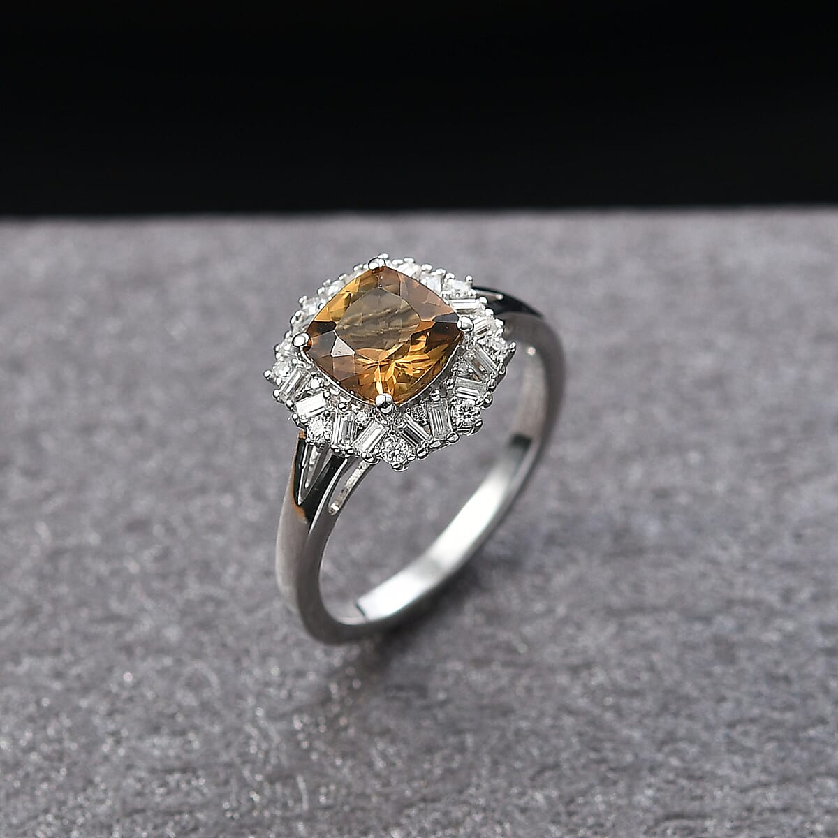 D'Joy Premium Marialite and Moissanite 1.75 ctw Art Deco Ring in Rhodium Over Sterling Silver (Size 7.0) image number 1