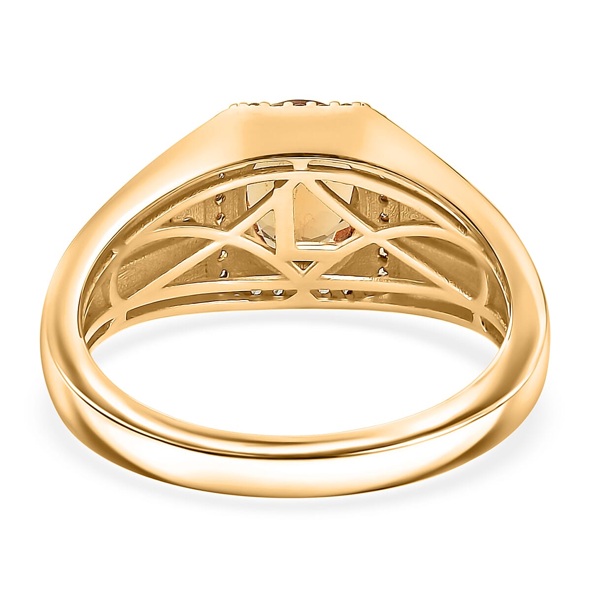 Premium Marialite, Yellow Sapphire and Luxuriant Lab Grown Diamond G-H SI 1.85 ctw Men's Ring in 18K Vermeil Yellow Gold Over Sterling Silver (Size 9.0) image number 4