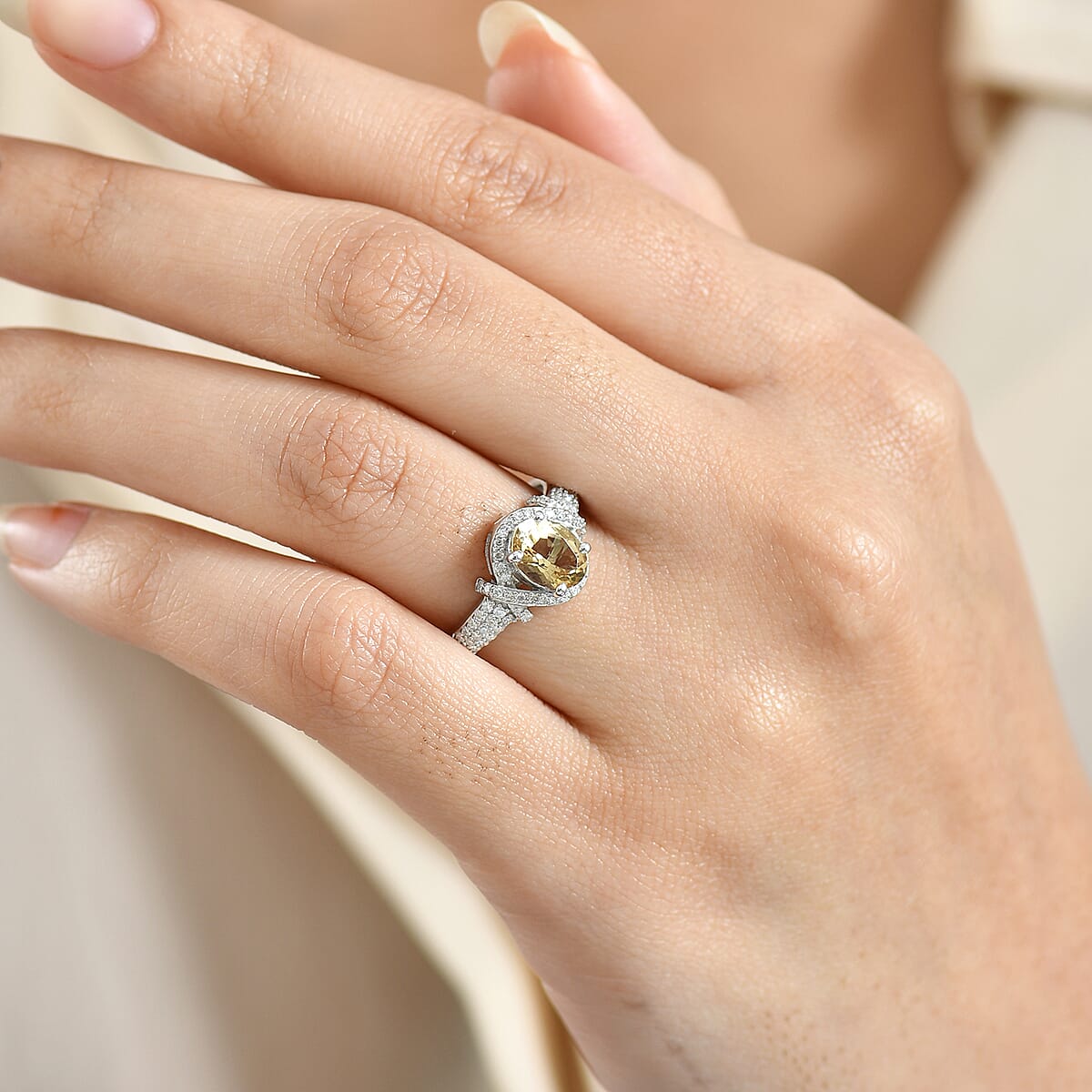 D'Joy Premium Marialite, Moissanite Ring in Rhodium Over Sterling Silver (Size 10.0) 1.60 ctw image number 2