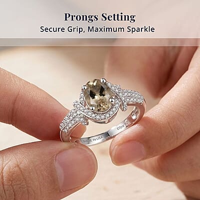 Marialite, Moissanite Art Deco Halo Ring in Rhodium Over Sterling Silver 1.60 ctw (Size 10.0)