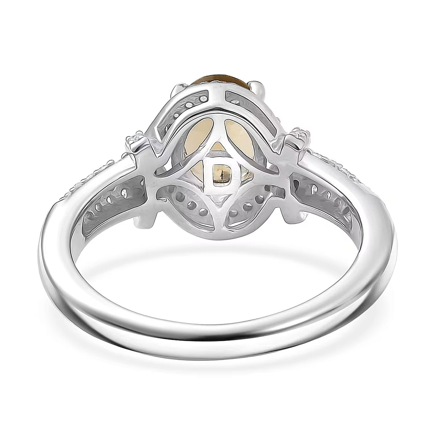 Marialite, Moissanite Art Deco Halo Ring in Rhodium Over Sterling Silver 1.60 ctw (Size 10.0)