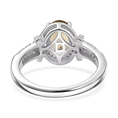 Marialite, Moissanite Art Deco Halo Ring in Rhodium Over Sterling Silver 1.60 ctw (Size 10.0)