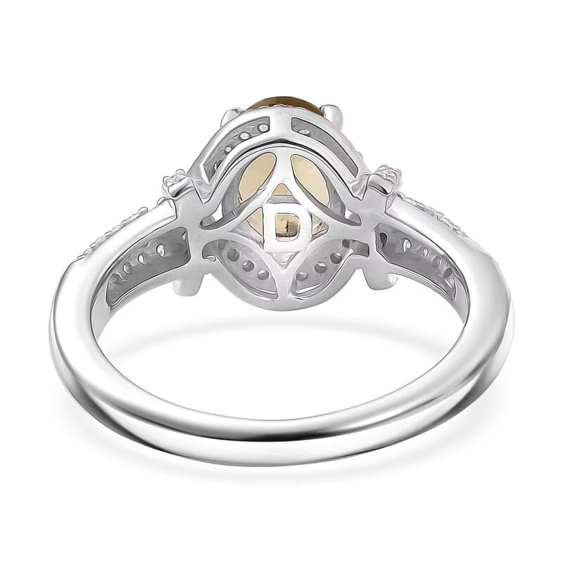 Marialite, Moissanite Art Deco Halo Ring in Rhodium Over Sterling Silver 1.60 ctw (Size 10.0)