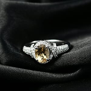 Marialite, Moissanite Art Deco Halo Ring in Rhodium Over Sterling Silver 1.60 ctw (Size 5.0)